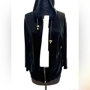 EUC stretch velvet zip front hoodie